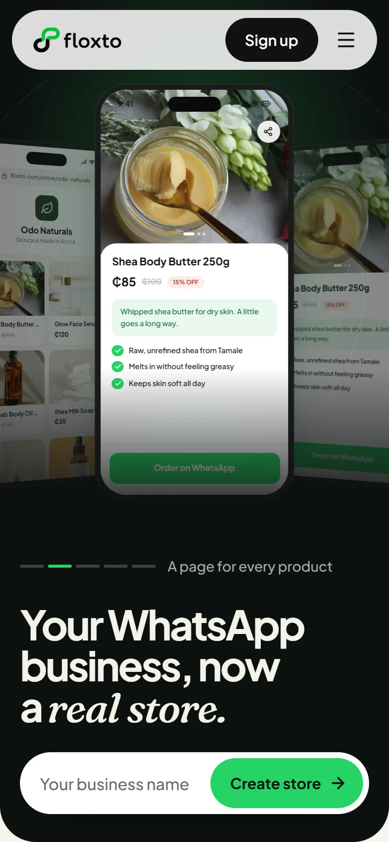 Floxto home page on a phone